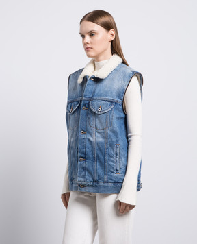 Off-White Синій джинсовий жилет з ефектом потертості OWYR001F23DEN001