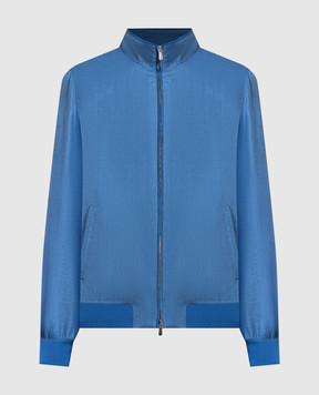 Enrico Mandelli Синя куртка з льону, вовни та шовку A6T5013716