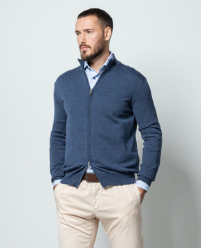 Cashmere&Whiskey Синий кардиган из шерсти 97396