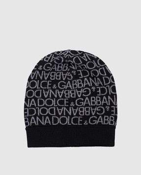 Dolce&Gabbana Дитяча чорна шапка з вовни з логотипом LBKHA4JCVQ5