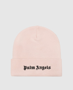 Palm Angels Розовая шапка из шерсти с вышивкой PWLC014F23FAB001