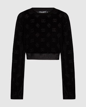 Dolce&Gabbana Чорний лонгслів з фактурним логотипом F9O83TFJ7DL