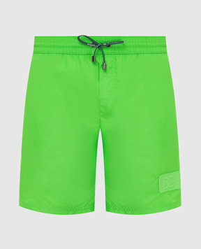 Dolce&Gabbana Неоново-зелені шорти для плавання з емблемою DG M4B12TONL35