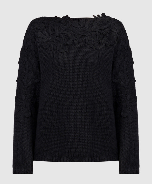 Ermanno Scervino Black wool sweater with lace D434M514APHJB