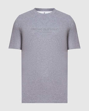 Brunello Cucinelli Сіра футболка з принтом Dream out loud M0T618441