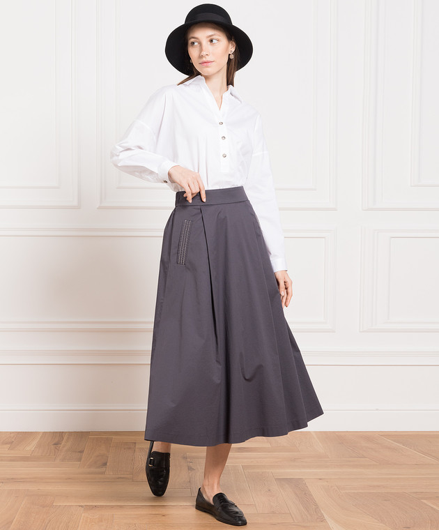 Peserico Gray midi skirt with monil chain P05815D01979 изображение 2