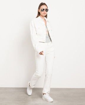 Off-White Білі джинси з патчем логотипу OWYA054S23DEN002