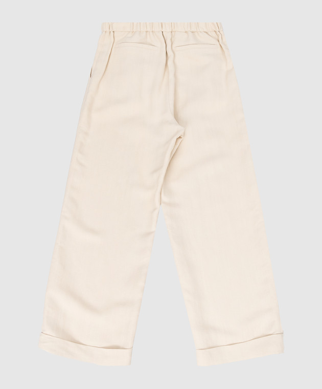 Brunello Cucinelli Дитячі світло-бежеві штани із защипами BH126P014A зображення 2