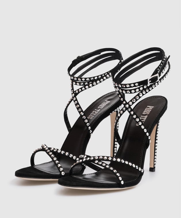 Paris Texas Holly Zoe Black Suede Sandals With Crystals PX945CXSACH image 2