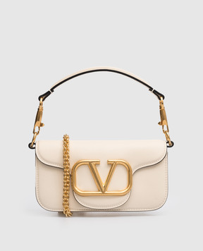 Valentino Loko baguette bag in beige leather with VLogo Signature logo 2W2B0K53ZXL