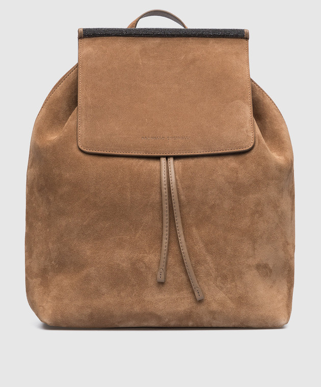 Brunello Cucinelli Коричневий замшевий рюкзак з ланцюжком моніль MBDLD2441P