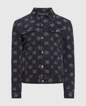 Dolce&Gabbana Чорна джинсова куртка у візерунок монограми DG G9VZ8TFJFAR