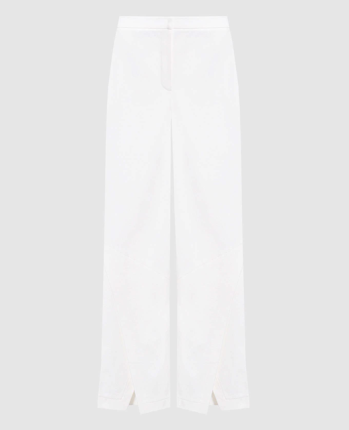 White flared pants with slits