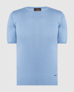 Enrico Mandelli Голубая футболка из шелка с логотипом A8K1065136