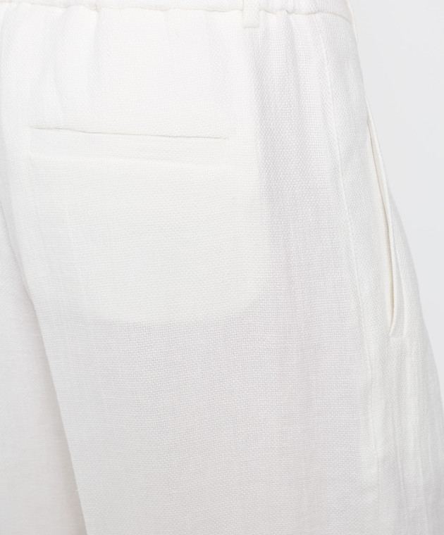 Peserico Молочні лляні штани вільного крою із защипами P0406806650 зображення 5