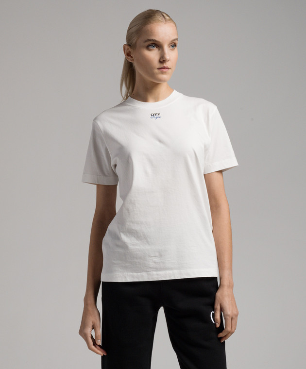 Off-White White t-shirt with Off-White Kyiv print OMAA027G23JER038 image 3