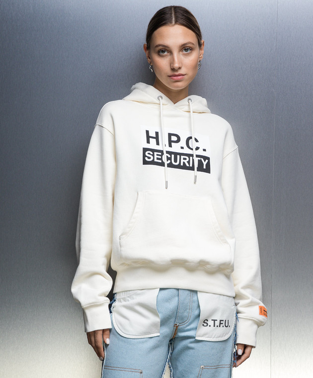 Heron Preston Бежевые худи с брендированным принтом Security и вышивкой HWBB024F23JER006 изображение 3