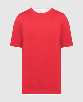 Brunello Cucinelli Красная футболка с эффектом наложения слоев MTS797427