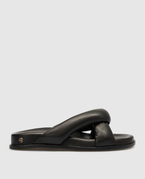 Anine Bing Черные кожаные шлепанцы Kiva Slides A142174000A