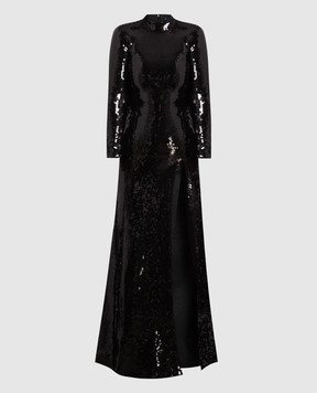 David Koma Черное платье макси с пайетками PF22DK01DL