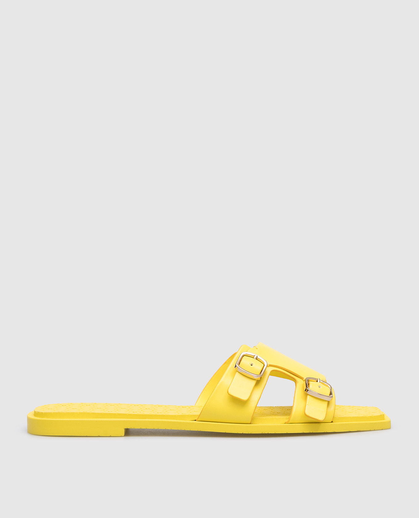 Yellow leather flip-flops