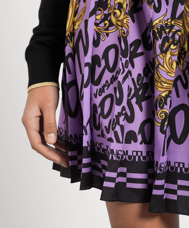 Versace Jeans Couture Purple pleated skirt with BRUSH COUTURE print 73HAE813NS173 изображение 5