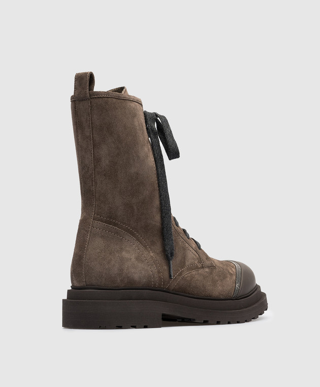 Brunello Cucinelli Коричневые замшевые ботинки с цепочкой мониль MZSFG2518P изображение 3