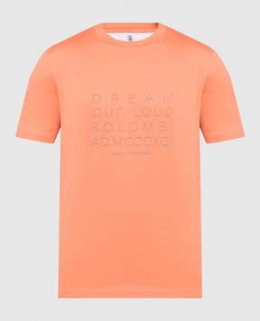 Brunello Cucinelli Оранжевая футболка с принтом Dream out loud M0T618421