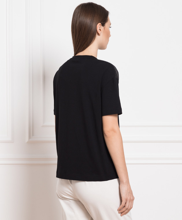 Brunello Cucinelli Black t-shirt with monil chain M0T18BE420 изображение 4