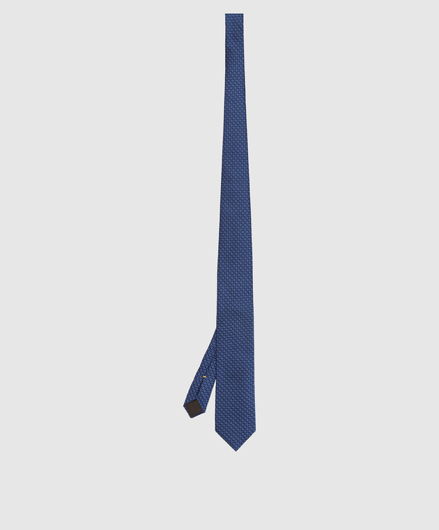 Canali Синій шовковий краватку у візерунок HJ0338789 зображення 3