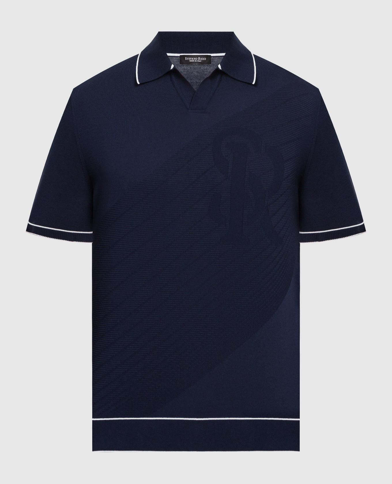 

Голубое поло с текстурным узором логотипа, Синий, Поло