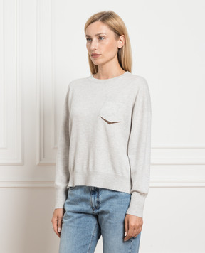 Brunello Cucinelli Серый джемпер из кашемира с цепочкой мониль M12186500