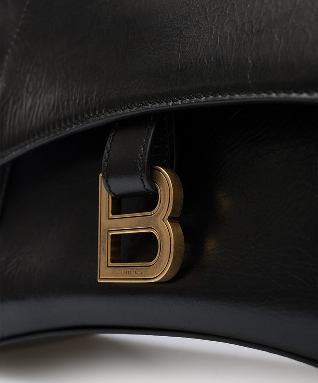 Balenciaga Logo Downtown Black Leather Messenger Bag 6890581I7BM image 5