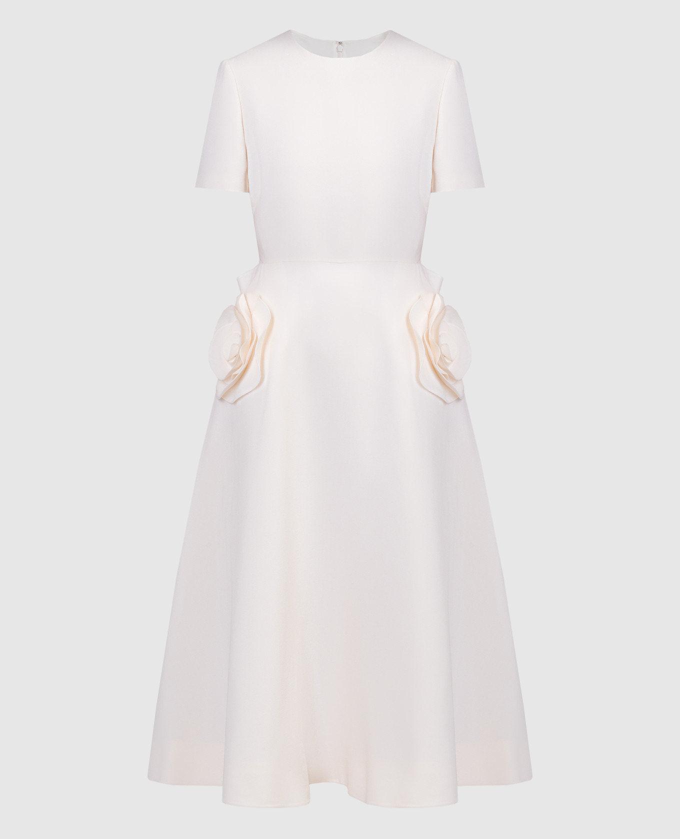 

Белое платье Crepe Couture из шерсти и шелка с аппликацией, Белый, Повседневные платья