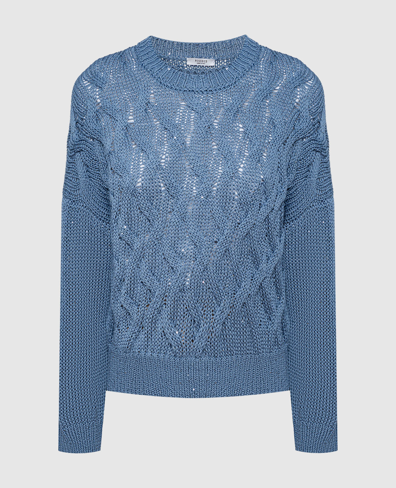 

Синий свитер с фактурным узором с пайетками, Свитера