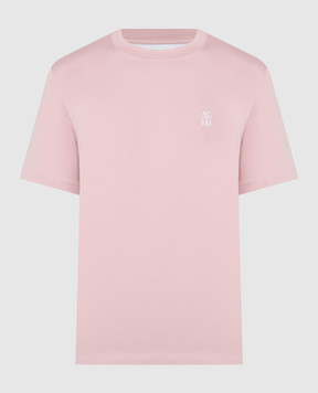 Brunello Cucinelli Розовая футболка с принтом логотип эмблемы. M0B138440