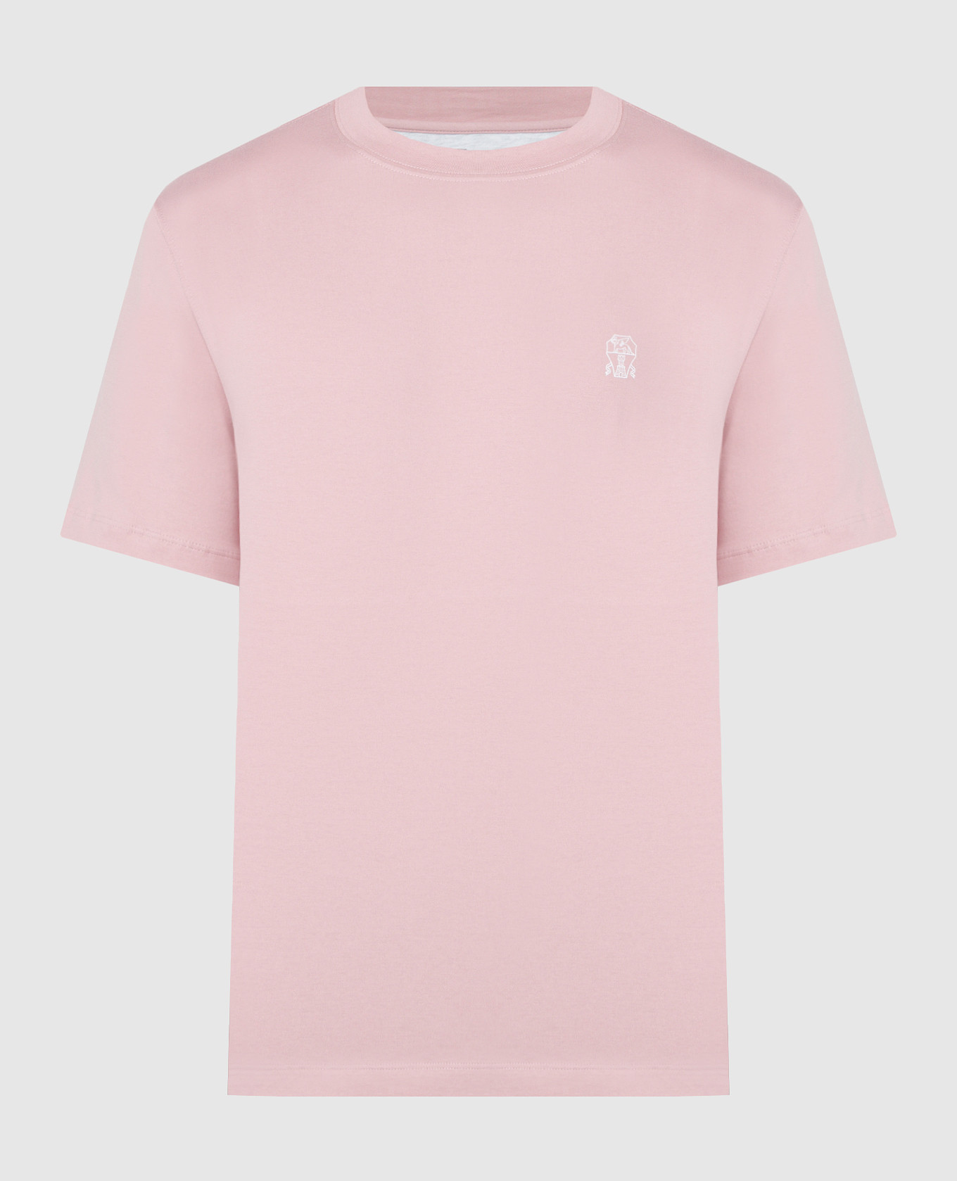 Розовая футболка с принтом логотип эмблемы.