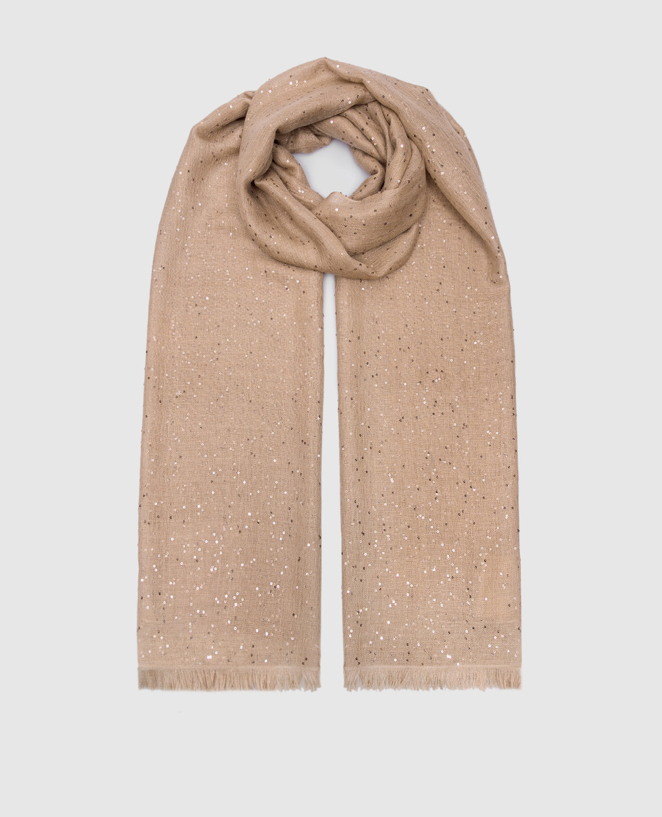 Beige stole made of cashmere and silk with sequins