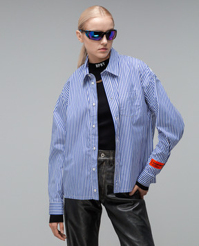 Heron Preston Синяя рубашка в полоску HWGE005F23FAB001