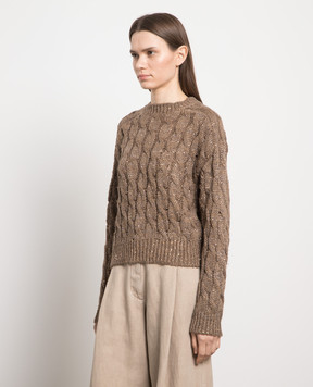 Brunello Cucinelli Коричневый свитер с пайетками MEA358600P