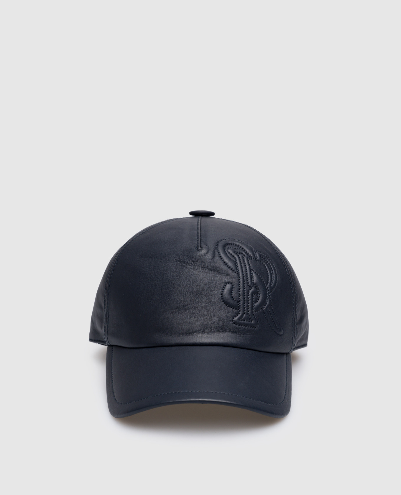 

Синяя кожаная кепка с текстурным логотипом, Синий, Кепки