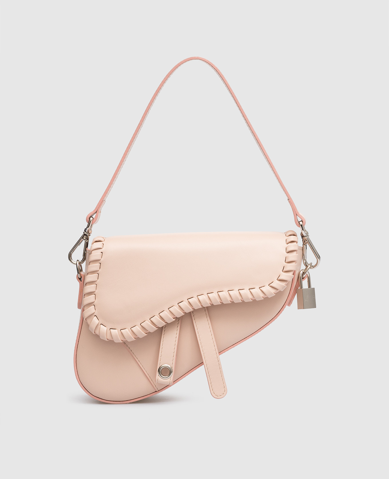 Pink leather saddle bag
