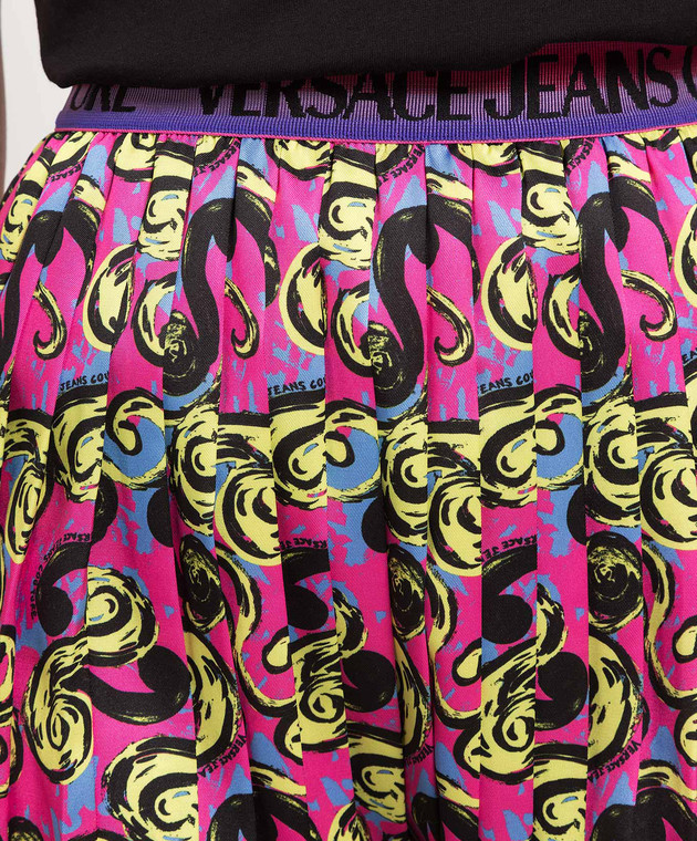 Versace Jeans Couture Pink pleated skirt in Pop Couture print 74HAE820NS223 image 5