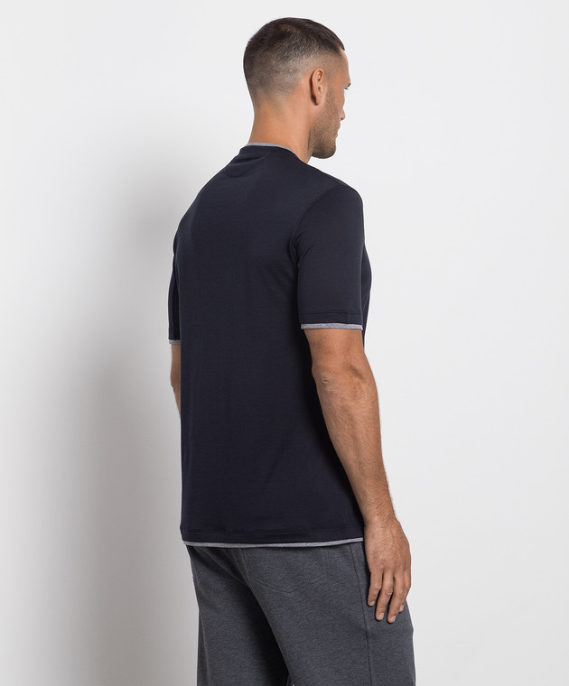 Brunello Cucinelli Blue t-shirt with layering effect MTS377427 image 4