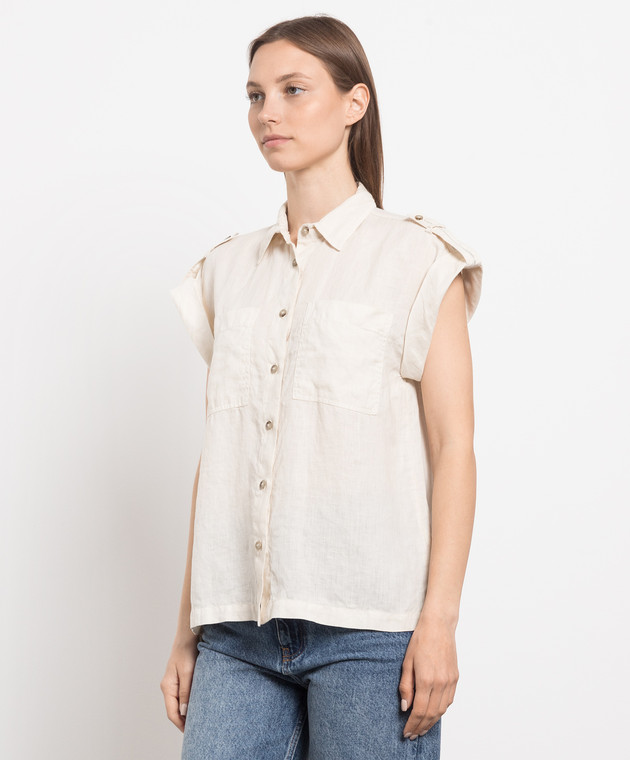Peserico Beige linen shirt with monil chain S06248T001617 image 3