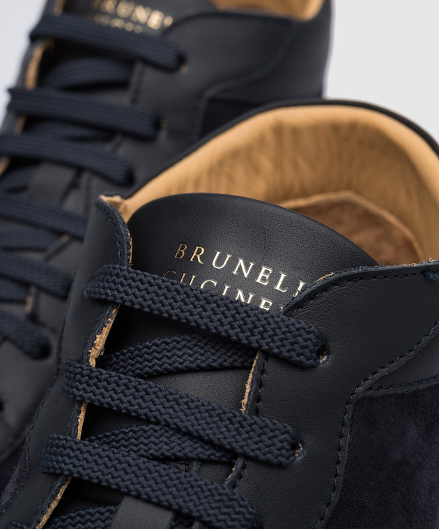 Brunello Cucinelli Синие замшевые сникеры на меху MZUSBMW298 изображение 5