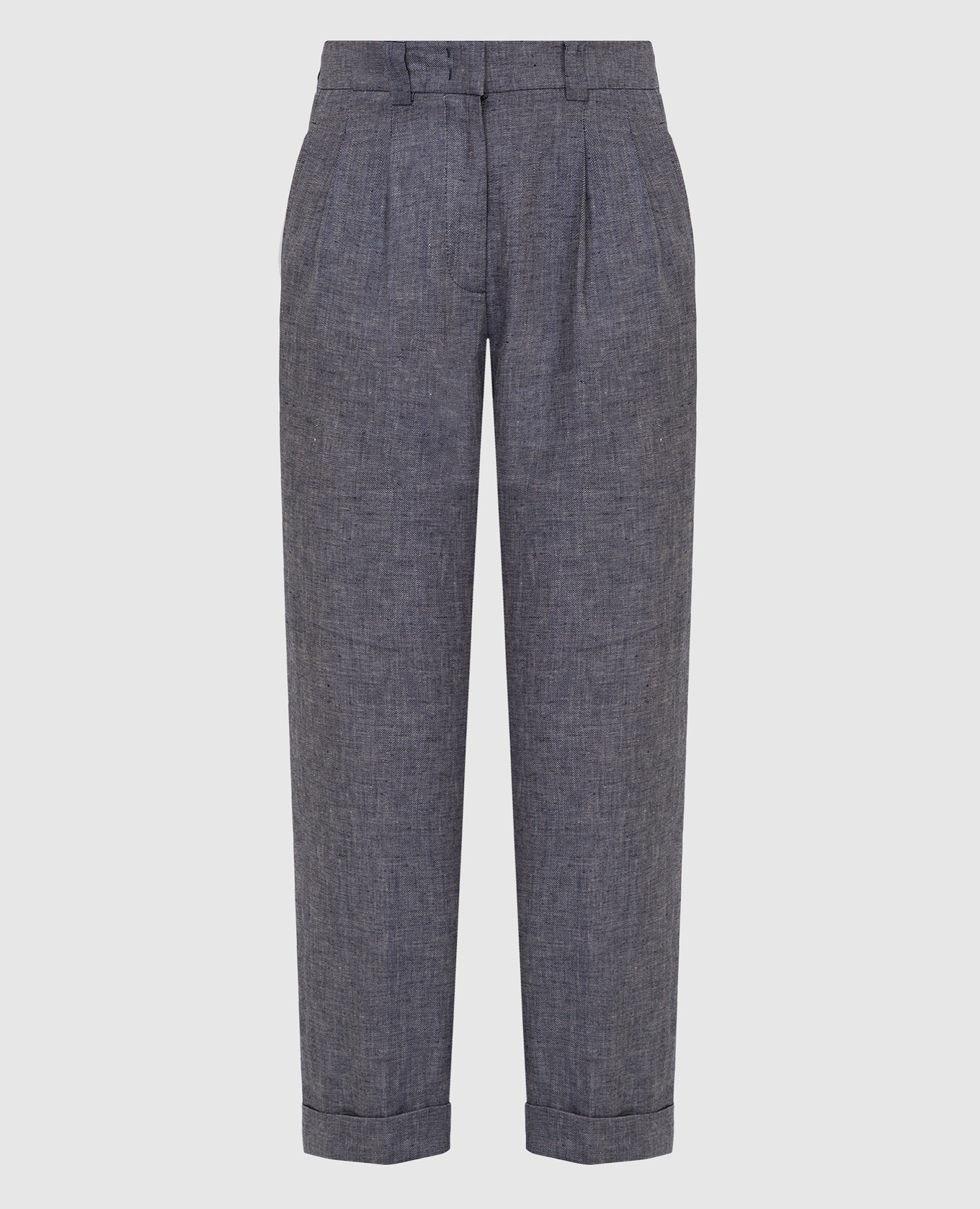 

Синие льняные слаксы, Синий, Прямые брюки