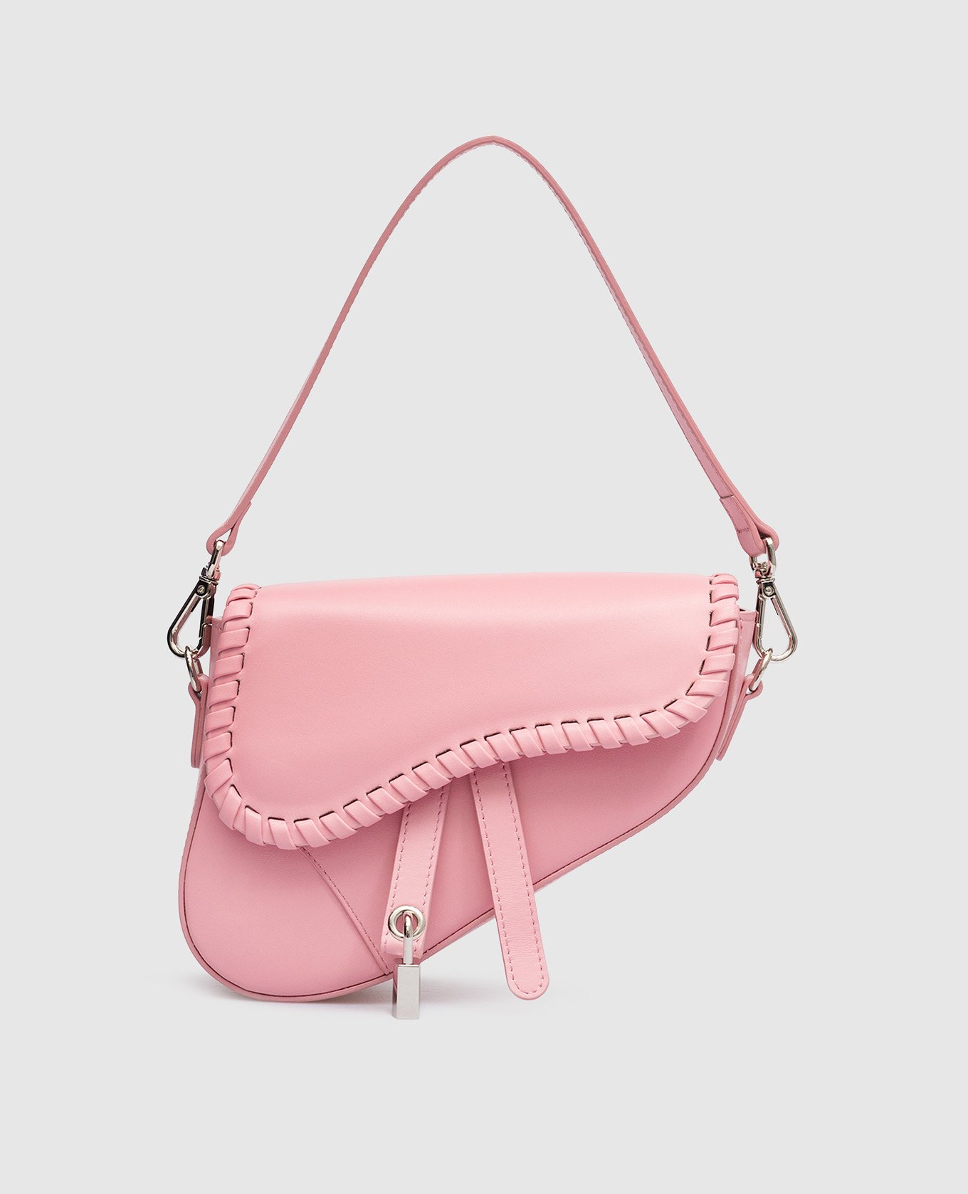 Розовая кожаная сумка-седл