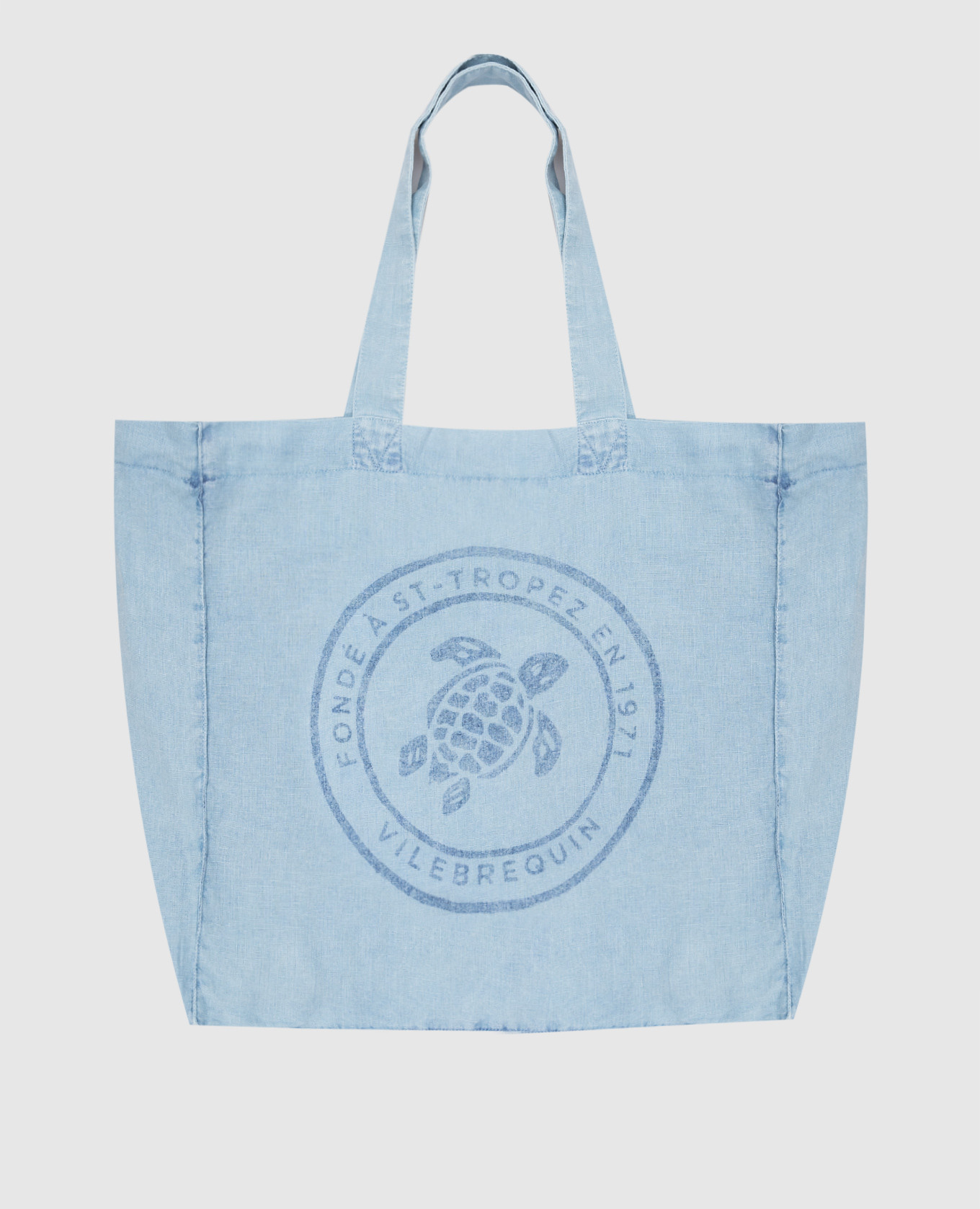 Babel blue linen beach bag