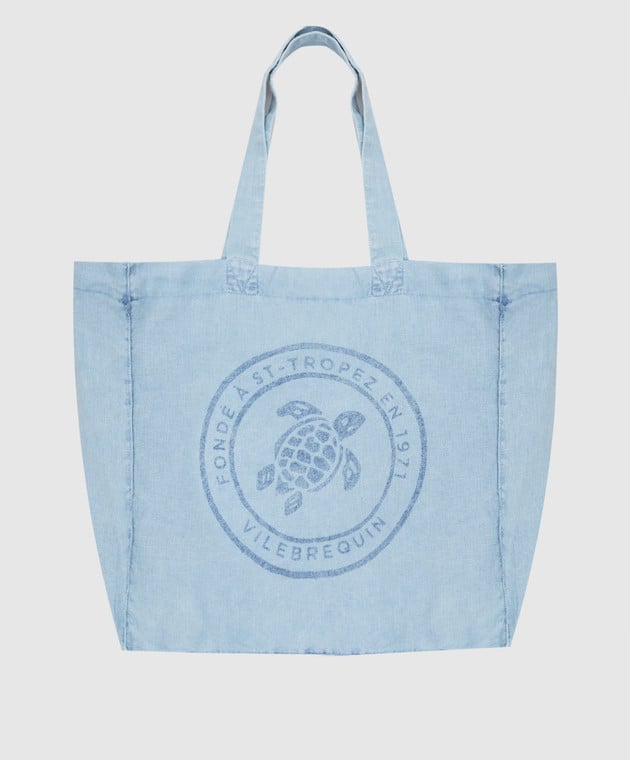 Vilebrequin Babel blue linen beach bag BBLH3104w